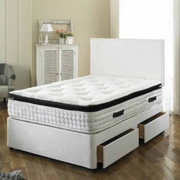 Oswald Fabric Divan Bed Pocket Spring 2000 Pillow Top Memory Foam Mattress