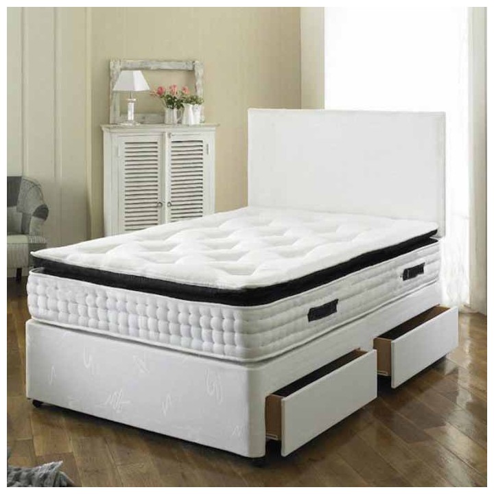 Oswald Fabric Divan Bed Pocket Spring 2000 Pillow Top Memory Foam Mattress