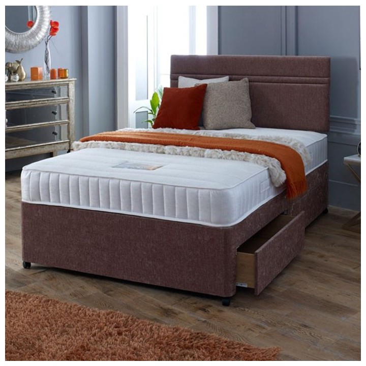 Amelia Divan Bed with Open Coil Memory Foam Mattress FREE HEADBOARD