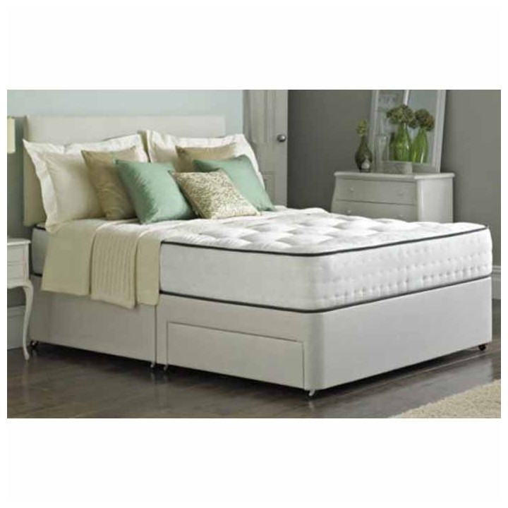 Bedford Damask Fabric Divan Bed Set with Spring Memory Foam Mattress