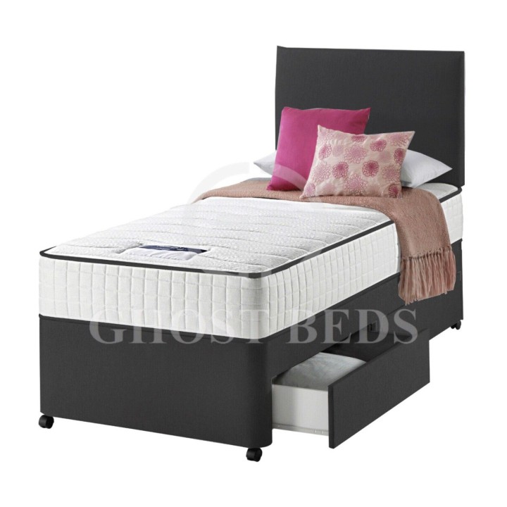 Single Divan Bed With Mattress, Storage & Headboard