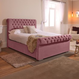 York Sleigh Bedframe with Optional Mattress and Storage