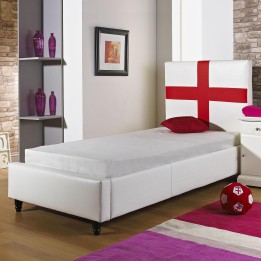 Hf4you England Flag White Faux Leather Bed