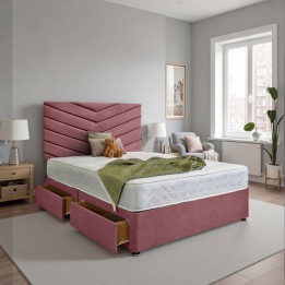 Aurora Velvet Divan Bed Set with Memory Sprung Mattress & 24" Headboard