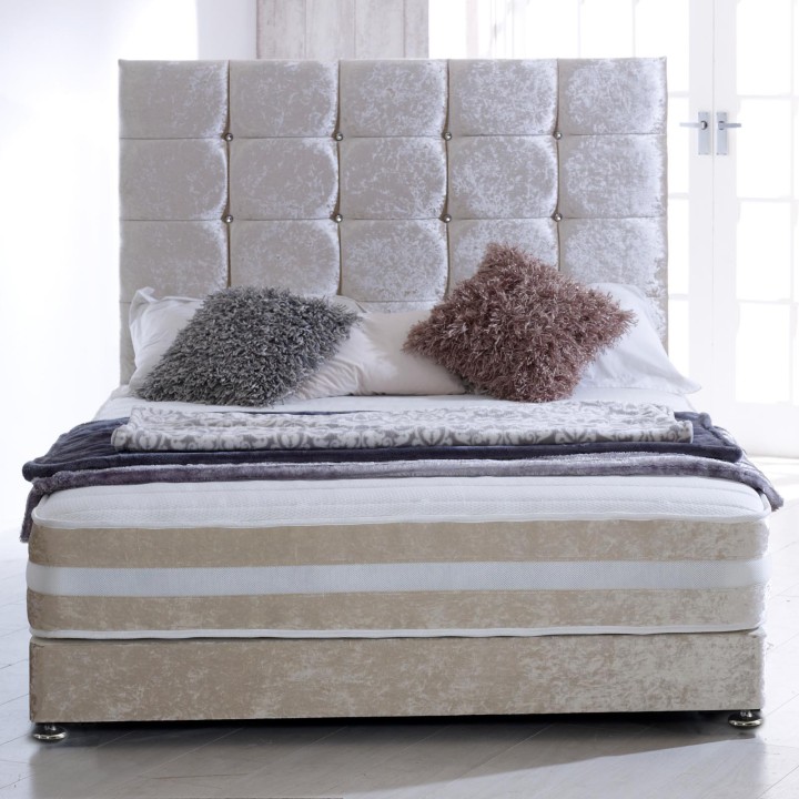 Hf4you Cubed 1000 Pocket Memory Crushed Velvet Bed Set (Divan Beds)