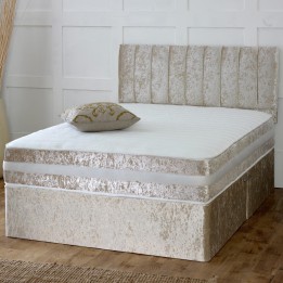 Hf4you 24" Line Memory Sprung Cream Crushed Velvet Divan Bed