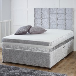 Hf4you 30" Cube 1000 Pocket Memory Silver Crushed Velvet Divan Bed