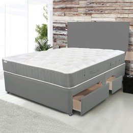 Hf4you Grey Memory Divan Bed with FREE Headboard